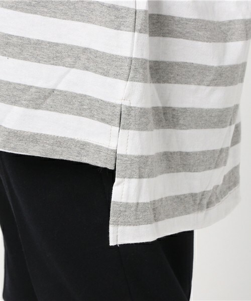 CASPER JOHN AIVER（キャスパージョンアイバー）の「CASPER JOHN AIVER　ボーダーレイヤードビッグTシャツ（Tシャツ/カットソー・メンズ・ホワイト×グレー/ブラック×ホワイト・FREE）」の4枚目の写真