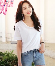DHOLIC | UネックショートスリーブTシャツ(Tシャツ/カットソー)