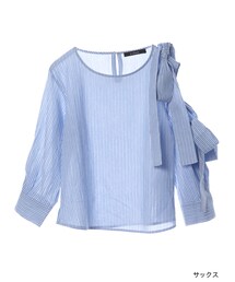 w closet | ストライプ肩リボンプルオーバー(トップス)