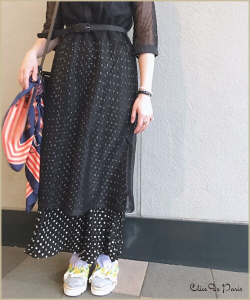 paravion（パラビオン）の「Ｋ/ドットフレアパンツ（パンツ・レディース・ホワイト/ブラック・ワンサイズ）」の8枚目の写真