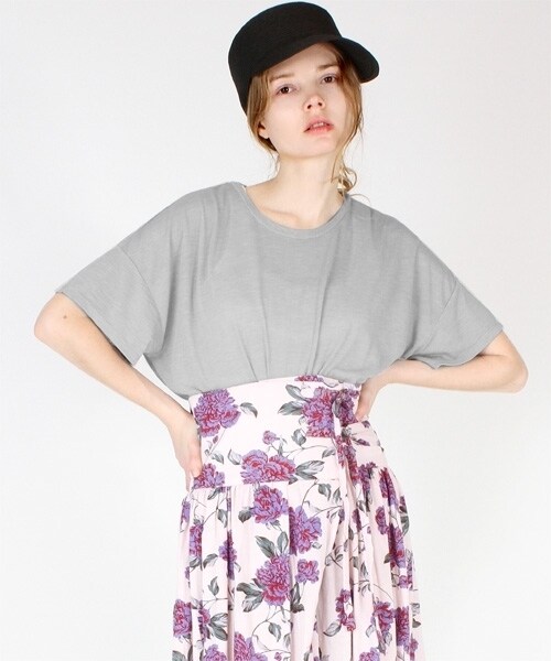 RNA-N（アールエヌエーエヌ）の「テンセルレーヨン天竺半袖Bigプルオーバー（トップス・レディース・ホワイト/ブラック/ブルー/グレー・M）」の12枚目の写真