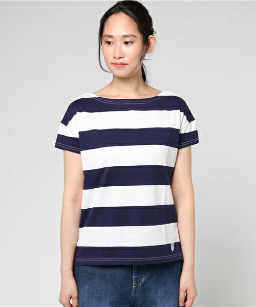 ORCIVAL（オーシバル）の「ORCIVAL STRIPE Tシャツ（Tシャツ/カットソー・レディース・ベージュ/ネイビー/マスタード・38）」の4枚目の写真