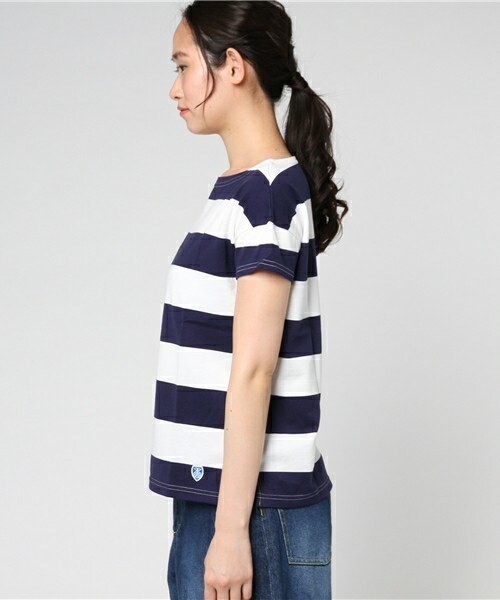 ORCIVAL（オーシバル）の「ORCIVAL STRIPE Tシャツ（Tシャツ/カットソー・レディース・ベージュ/ネイビー/マスタード・38）」の5枚目の写真