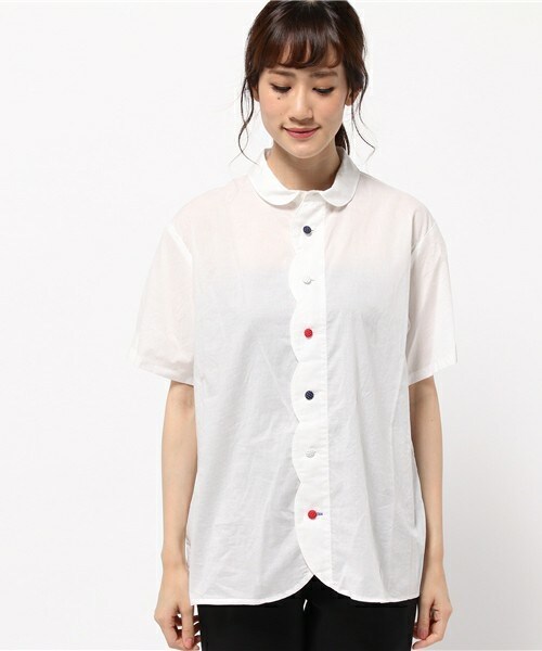 FRAPBOIS half（フラボアハーフ）の「モクモシャツ（シャツ/ブラウス・レディース・ホワイト/ネイビー・1/2）」の2枚目の写真