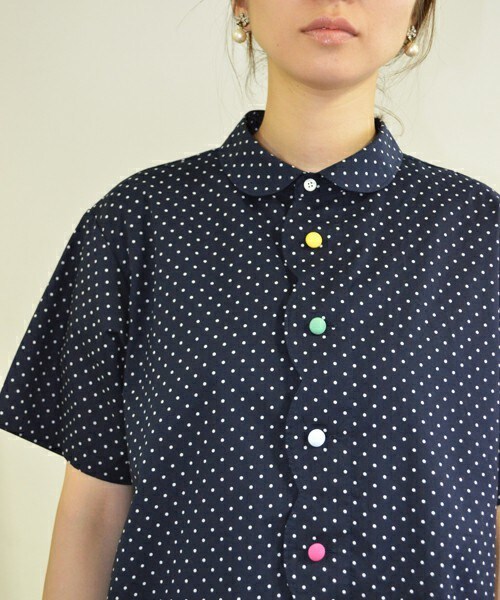 FRAPBOIS half（フラボアハーフ）の「モクモシャツ（シャツ/ブラウス・レディース・ホワイト/ネイビー・1/2）」の3枚目の写真
