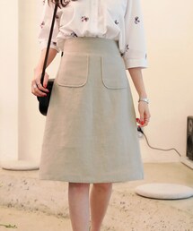 DHOLIC | ツーポケットリネンAラインミディスカート(スカート)