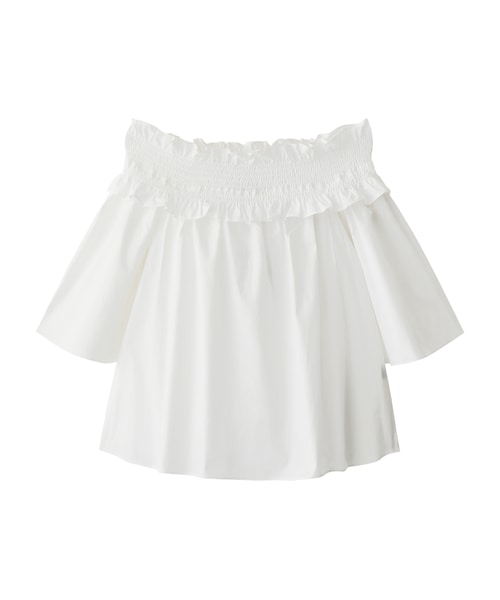 GRL（グレイル）の「オフショルブラウス（シャツ/ブラウス・レディース・ダークレッド/オフホワイト/ブラック・F）」の2枚目の写真