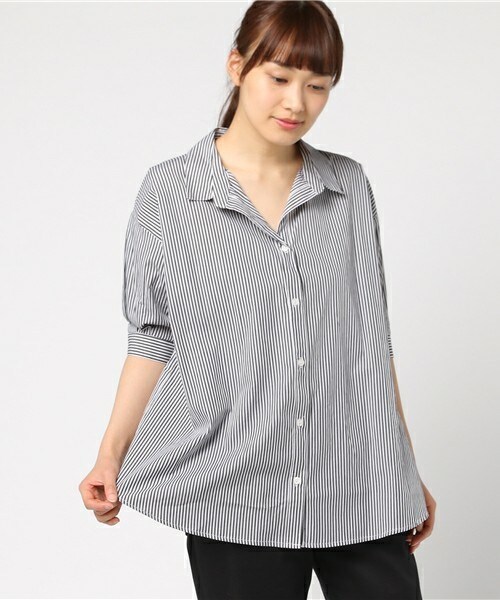 archives（アルシーヴ）の「サッシュベルト付きストライプブラウス（シャツ/ブラウス・レディース・ブラック/ネイビー・MEDIUM）」の11枚目の写真