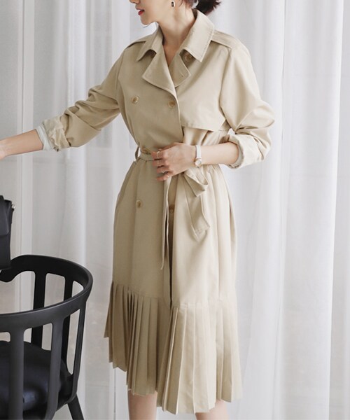 DHOLIC(ディーホリック)の「ストラップSETプリーツヘムトレンチコート(トレンチコート・レディース・FREE)」の1枚目の写真