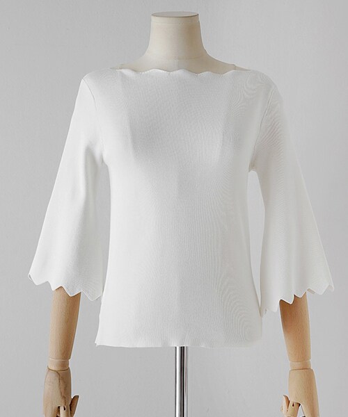 DHOLIC（ディーホリック）の「スカラップヘムボートネックニットTシャツ（Tシャツ/カットソー・レディース・FREE）」の2枚目の写真