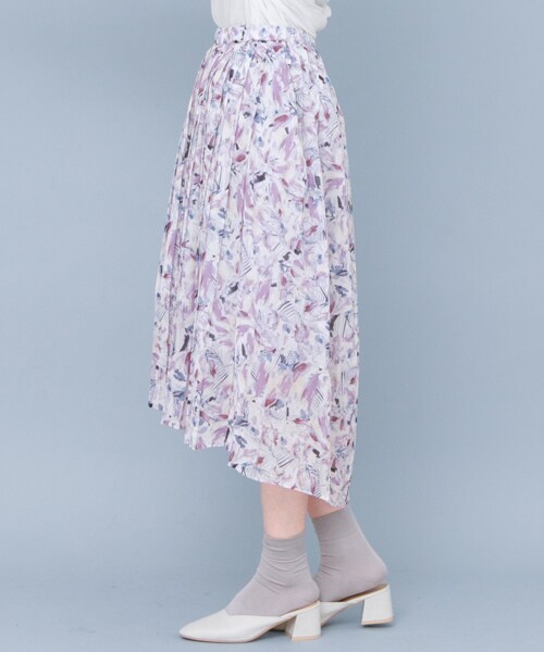 KBF（ケイビーエフ）の「MULTIPLY朦朧植物印花裙（スカート・レディース・粉膚色/綠色/紫色・one）」の14枚目の写真