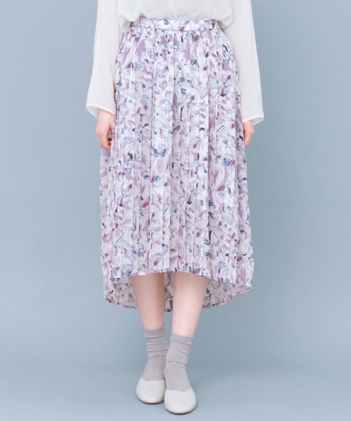 KBF（ケイビーエフ）の「MULTIPLY朦朧植物印花裙（スカート・レディース・粉膚色/綠色/紫色・one）」の13枚目の写真