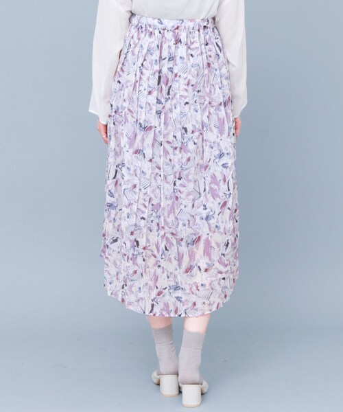 KBF（ケイビーエフ）の「MULTIPLY朦朧植物印花裙（スカート・レディース・粉膚色/綠色/紫色・one）」の15枚目の写真