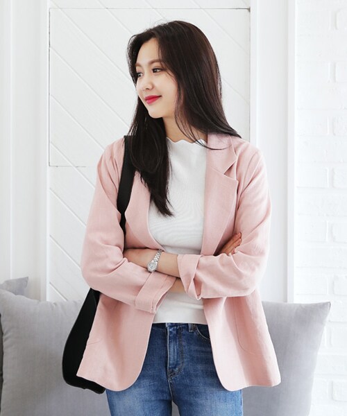 DHOLIC（ディーホリック）の「サイドポケットワンボタンリネンジャケット（テーラードジャケット・レディース・FREE）」の3枚目の写真