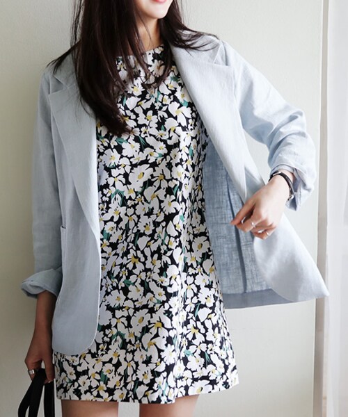 DHOLIC（ディーホリック）の「サイドポケットワンボタンリネンジャケット（テーラードジャケット・レディース・FREE）」の2枚目の写真