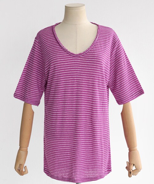 DHOLIC（ディーホリック）の「リネンブレンドボーダーショートスリーブTシャツ（Tシャツ/カットソー・レディース・FREE）」の4枚目の写真