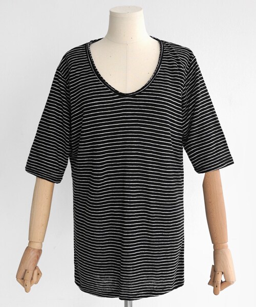 DHOLIC（ディーホリック）の「リネンブレンドボーダーショートスリーブTシャツ（Tシャツ/カットソー・レディース・FREE）」の2枚目の写真