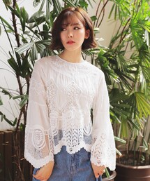 DHOLIC | ホワイトパンチングレースブラウス(シャツ/ブラウス)