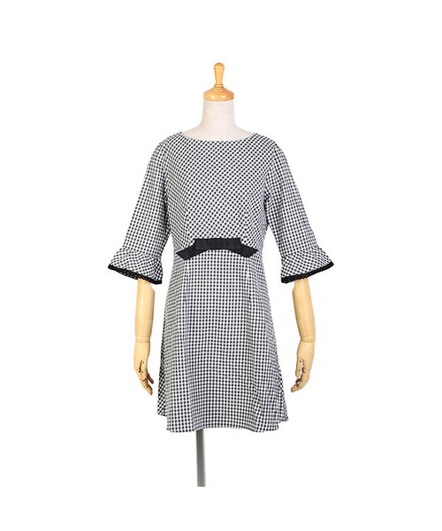F I N T フィント の フロントリボンギンガムチェックワンピース F I N T ワンピース Wear