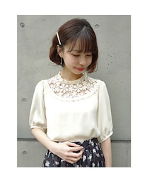 F i.n.t | フラワーレースヨーク半袖プルオーバーブラウス/F i.n.t(シャツ/ブラウス)