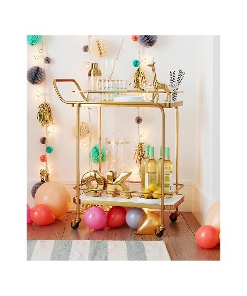 Threshold（スレッショルド）の「Threshold Metal, Wood, and Leather Bar Cart Gold