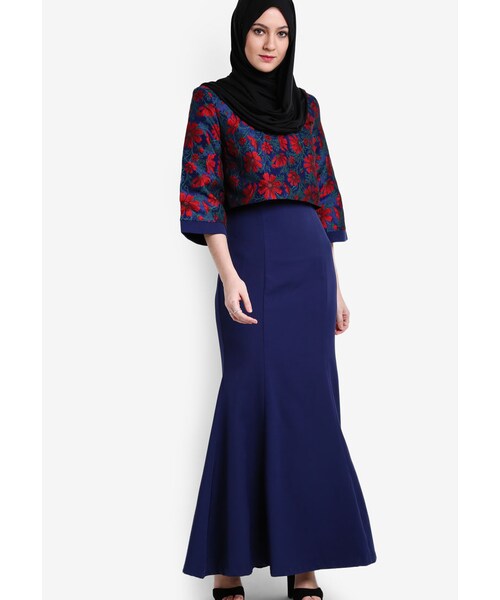 zalia jacquard double layer dress