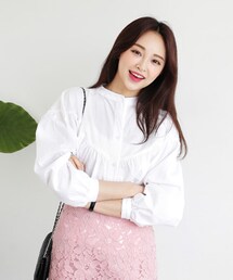 DHOLIC | 2TYPEバンドカラーコットンブラウス(シャツ/ブラウス)