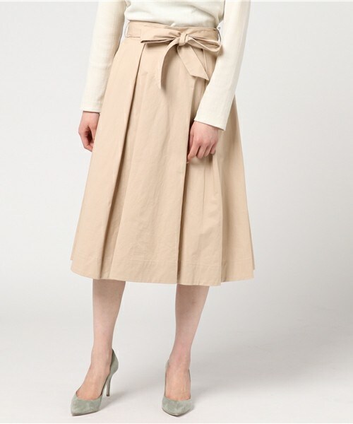 archives（アルシーヴ）の「共地ベルト付ミディ丈スカート（スカート・レディース・ベージュ/マスタード/ピンク・MEDIUM）」の2枚目の写真