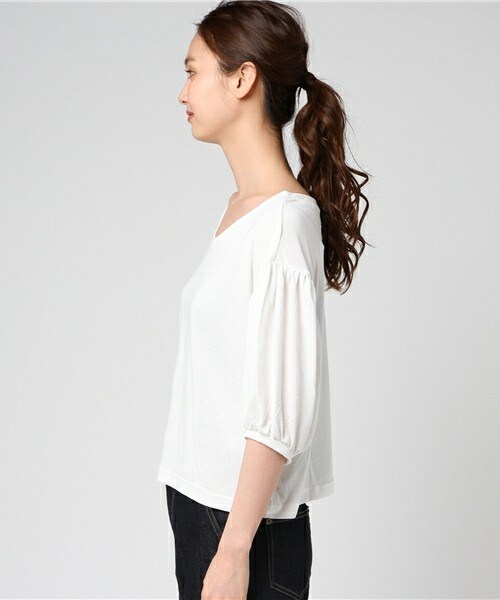 archives（アルシーヴ）の「サンドウォッシュボリューム袖プルオーバー（Tシャツ/カットソー・レディース・オフホワイト/ブラック/マスタード/レッド・MEDIUM）」の6枚目の写真