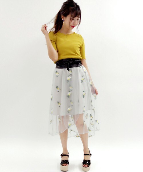 archives（アルシーヴ）の「チュール刺繍巻き風スカート（スカート・レディース・オフホワイト/ブラック/シルバーグレー・MEDIUM）」の9枚目の写真