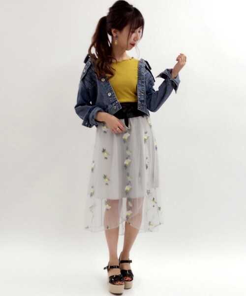 archives（アルシーヴ）の「チュール刺繍巻き風スカート（スカート・レディース・オフホワイト/ブラック/シルバーグレー・MEDIUM）」の10枚目の写真