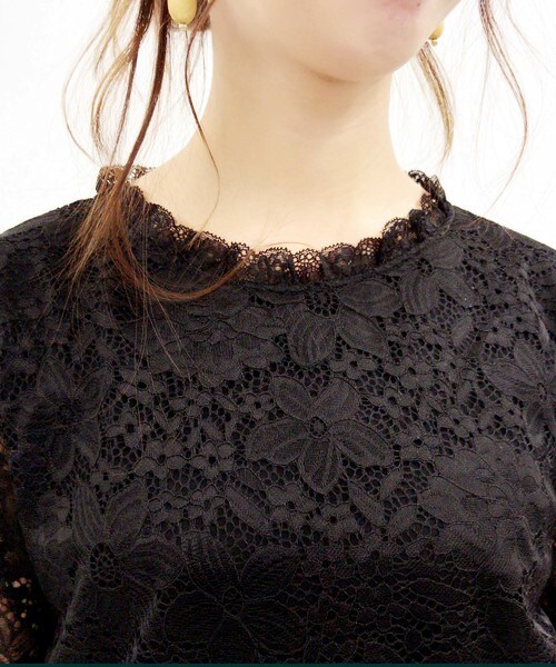 archives（アルシーヴ）の「総レースプルオーバー（シャツ/ブラウス・レディース・オフホワイト/ブラック・MEDIUM）」の8枚目の写真