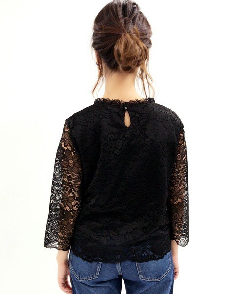 archives（アルシーヴ）の「総レースプルオーバー（シャツ/ブラウス・レディース・オフホワイト/ブラック・MEDIUM）」の4枚目の写真