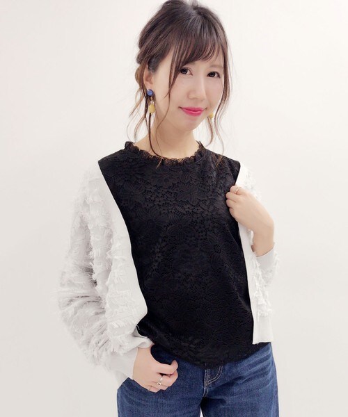 archives（アルシーヴ）の「総レースプルオーバー（シャツ/ブラウス・レディース・オフホワイト/ブラック・MEDIUM）」の10枚目の写真