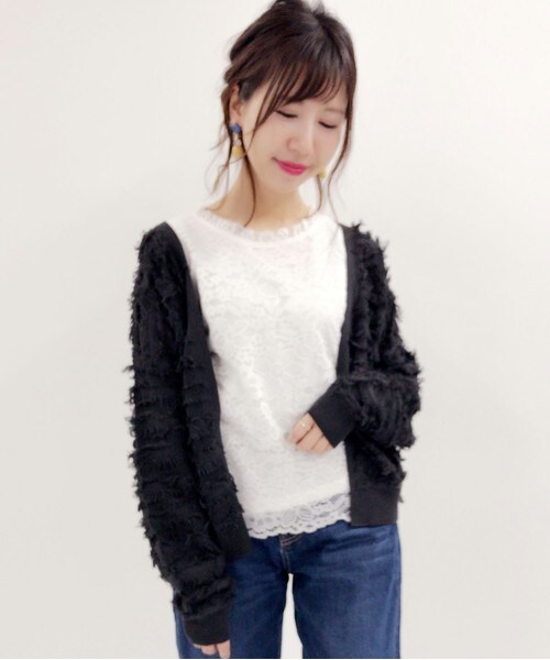 archives（アルシーヴ）の「総レースプルオーバー（シャツ/ブラウス・レディース・オフホワイト/ブラック・MEDIUM）」の9枚目の写真