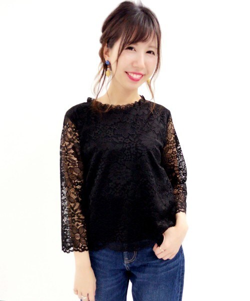 archives（アルシーヴ）の「総レースプルオーバー（シャツ/ブラウス・レディース・オフホワイト/ブラック・MEDIUM）」の2枚目の写真