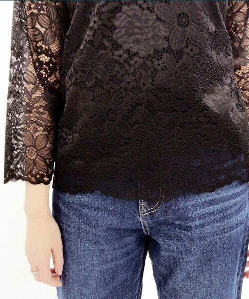 archives（アルシーヴ）の「総レースプルオーバー（シャツ/ブラウス・レディース・オフホワイト/ブラック・MEDIUM）」の7枚目の写真