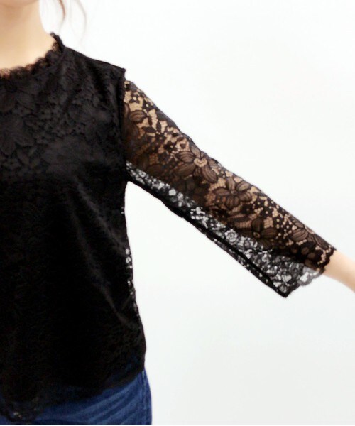 archives（アルシーヴ）の「総レースプルオーバー（シャツ/ブラウス・レディース・オフホワイト/ブラック・MEDIUM）」の6枚目の写真