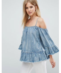 Blank NYC | BLANK NYC Blank NYC Cold Shoulder Denim Top(トップス)