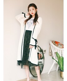 KORMARCH | 配色袖リボンポイントニットカーディガン(カーディガン/ボレロ)