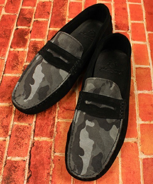 MEN'S BIGI（メンズビギ）の「カモフラ柄 ドライビングシューズ（スリッポン）/リアルレザー（モカシン/デッキシューズ・メンズ・ブラック/アーミー/ネイビー・S/M/L）」の13枚目の写真
