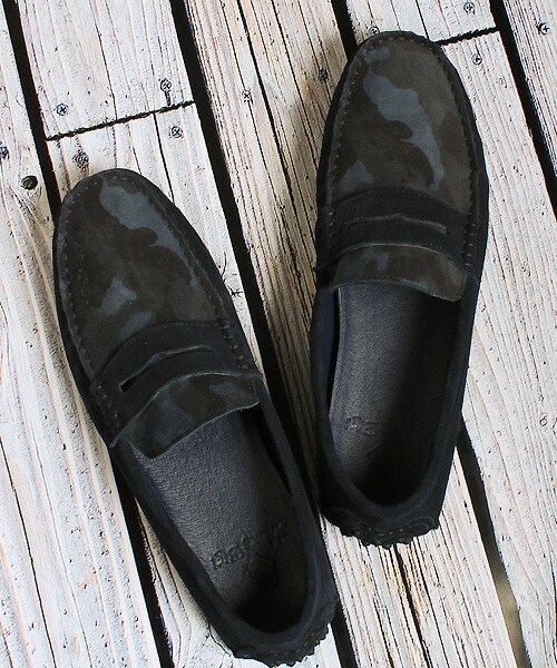 MEN'S BIGI（メンズビギ）の「カモフラ柄 ドライビングシューズ（スリッポン）/リアルレザー（モカシン/デッキシューズ・メンズ・ブラック/アーミー/ネイビー・S/M/L）」の3枚目の写真
