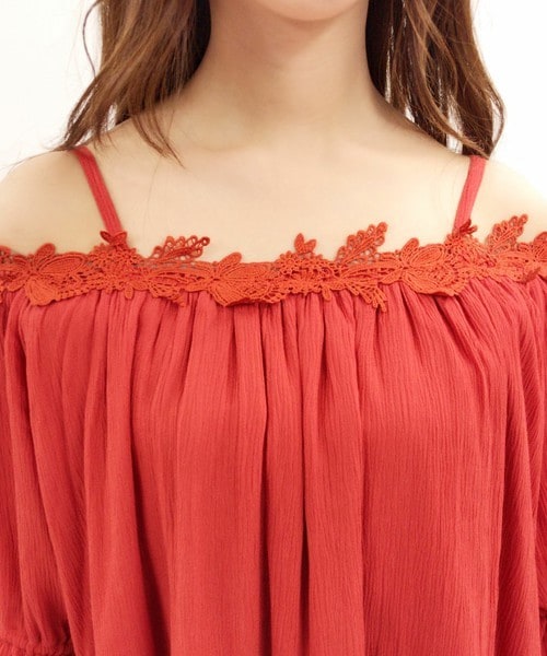 archives（アルシーヴ）の「オフショル楊柳ギャザーブラウス（シャツ/ブラウス・レディース・オフホワイト/ブラック/オレンジ・MEDIUM）」の7枚目の写真