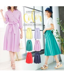 KOBE LETTUCE | 大人可愛い爽やかなLooksに！セットアップで着られる☆リネンタッチカラーリボンスカート/ボトムス[M2646](スカート)