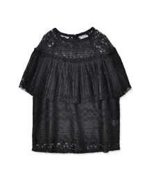 flower | pleats lace top ～ﾌﾟﾘｰﾂﾚｰｽﾄｯﾌﾟ(Tシャツ/カットソー)
