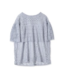 flower | pleats lace top ～ﾌﾟﾘｰﾂﾚｰｽﾄｯﾌﾟ(Tシャツ/カットソー)