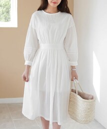 DHOLIC | スリーブピンタック刺繍ロングワンピース(ワンピース)