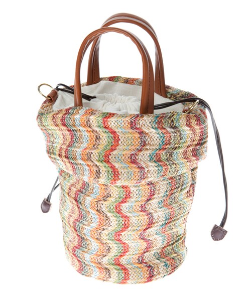 w closet（ダブルクローゼット）の「編みバケツショルダー（バッグ・レディース・ベージュ/ミックス・FREE）」の2枚目の写真