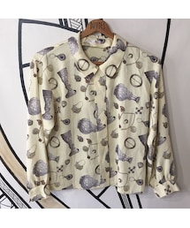 キュウリガン | 【奇抜】ヴィンテージ レトロ 宝石 総柄 デザイン 柄シャツ(シャツ/ブラウス)