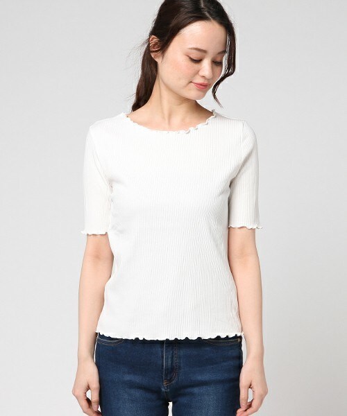 archives（アルシーヴ）の「テレコメロー5分袖プルオーバー（Tシャツ/カットソー・レディース・オフホワイト/ブラック/グレー/マスタード/レッド・MEDIUM）」の6枚目の写真